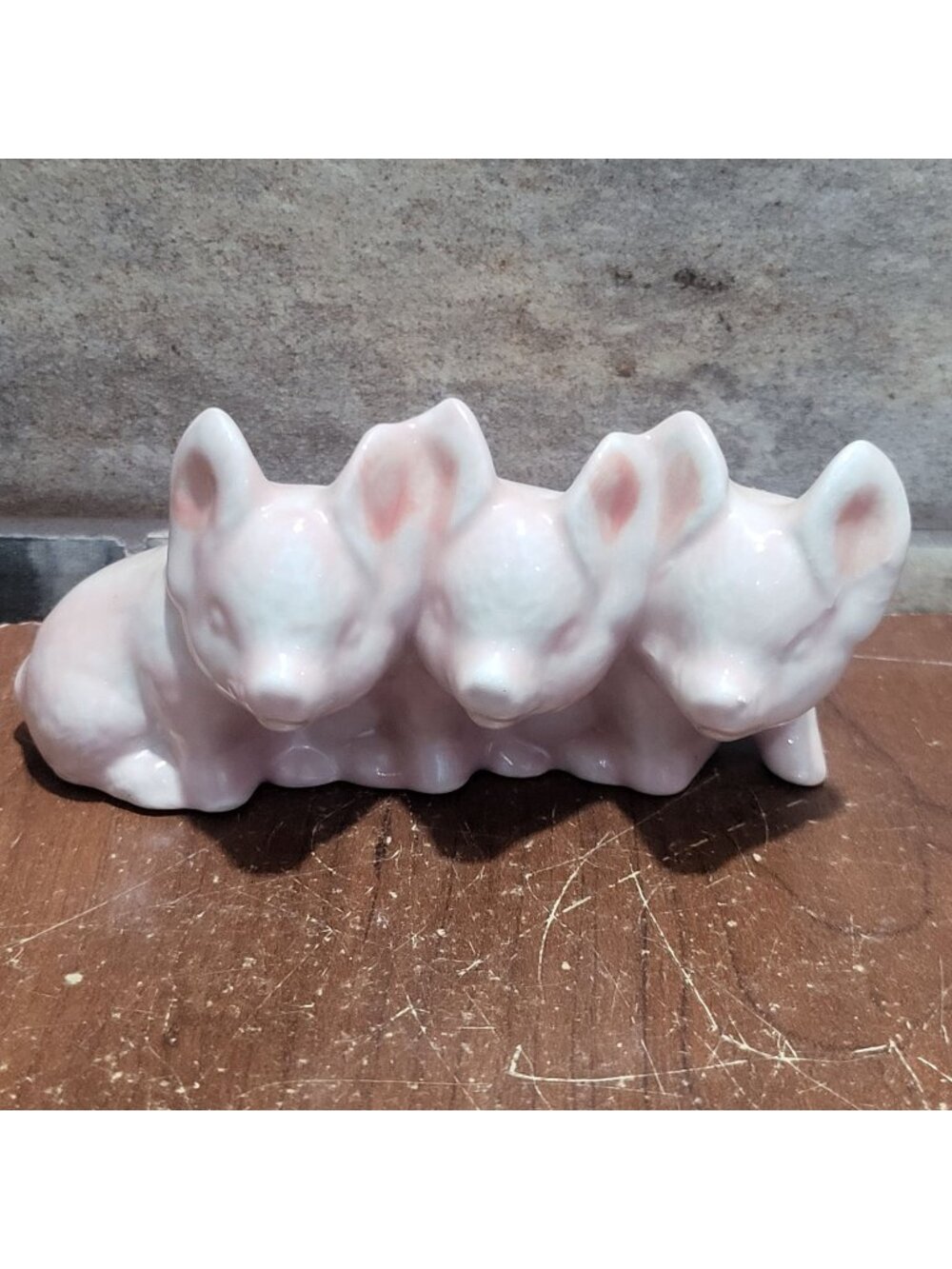 Vintage Three Pink Piglets Ceramic Figurine